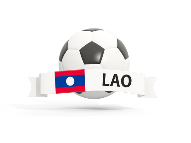 Football with banner. Download flag icon of Laos at PNG format