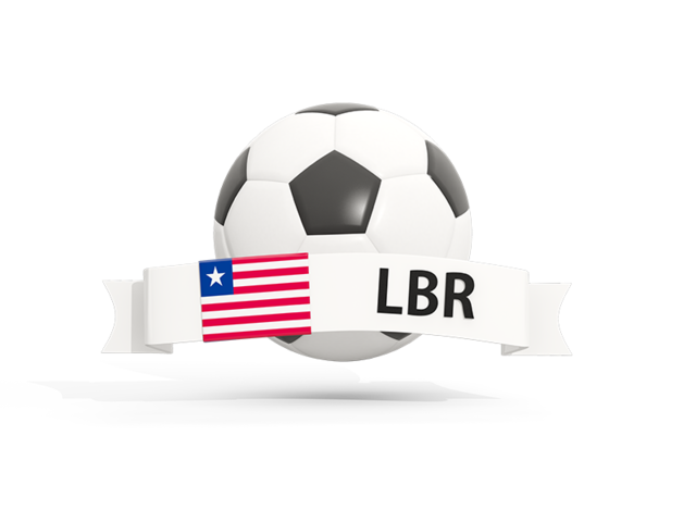 Футбольный мяч  с баннером. Скачать флаг. Либерия
