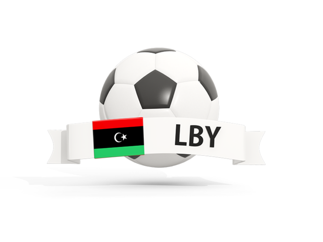 Футбольный мяч  с баннером. Скачать флаг. Ливия