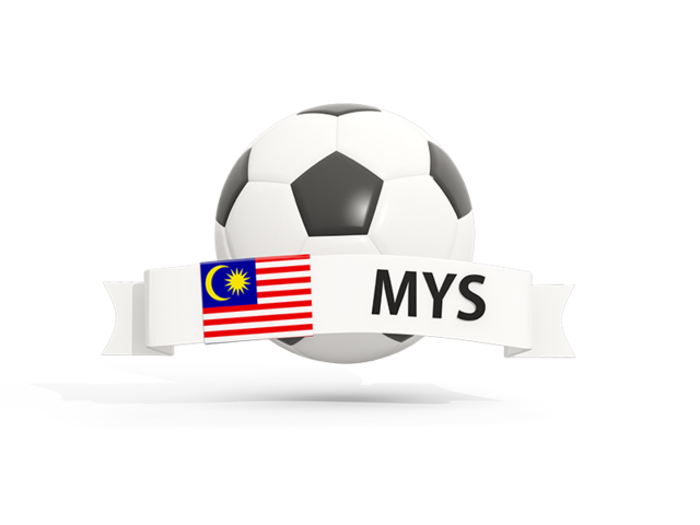 Футбольный мяч  с баннером. Скачать флаг. Малайзия