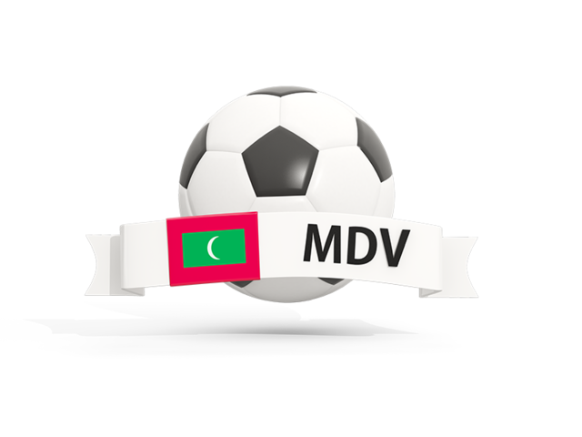 Футбольный мяч  с баннером. Скачать флаг. Мальдивы
