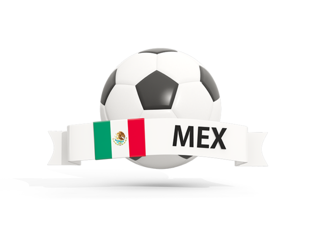 Футбольный мяч  с баннером. Скачать флаг. Мексика