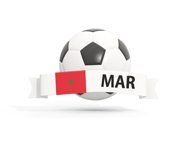 Футбольный мяч  с баннером. Скачать флаг. Марокко
