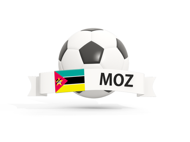 Футбольный мяч  с баннером. Скачать флаг. Мозамбик