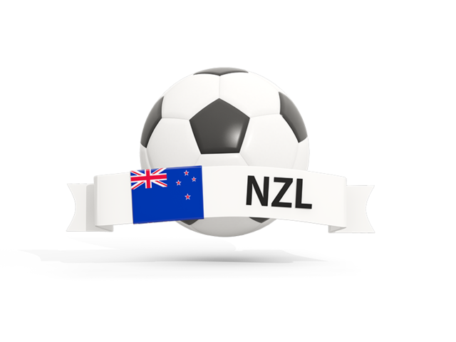 Футбольный мяч  с баннером. Скачать флаг. Новая Зеландия