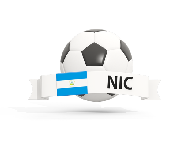 Футбольный мяч  с баннером. Скачать флаг. Никарагуа