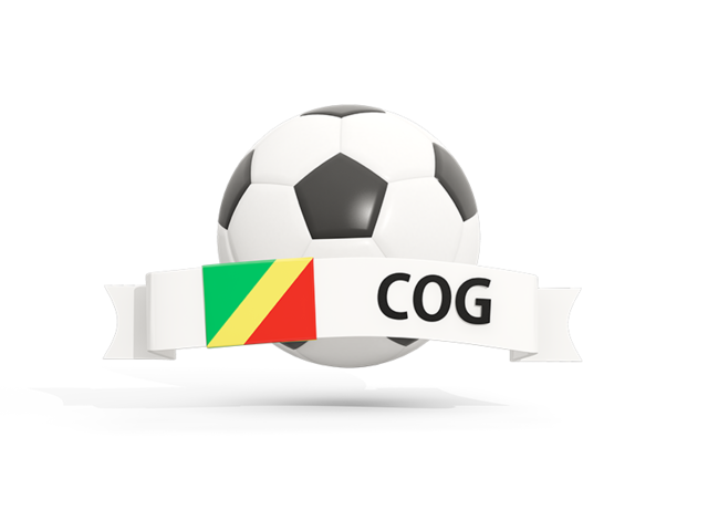 Футбольный мяч  с баннером. Скачать флаг. Республика Конго