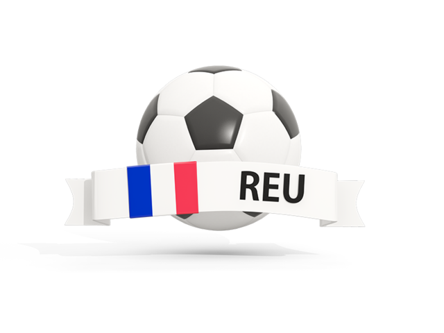 Football with banner. Download flag icon of Reunion at PNG format