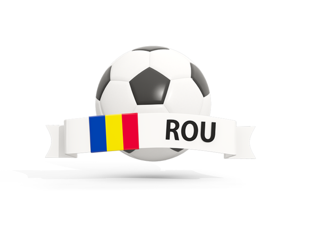 Football with banner. Download flag icon of Romania at PNG format