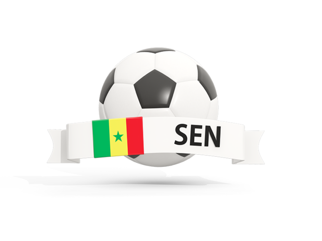 Футбольный мяч  с баннером. Скачать флаг. Сенегал