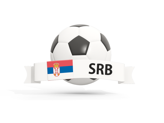 Футбольный мяч  с баннером. Скачать флаг. Сербия