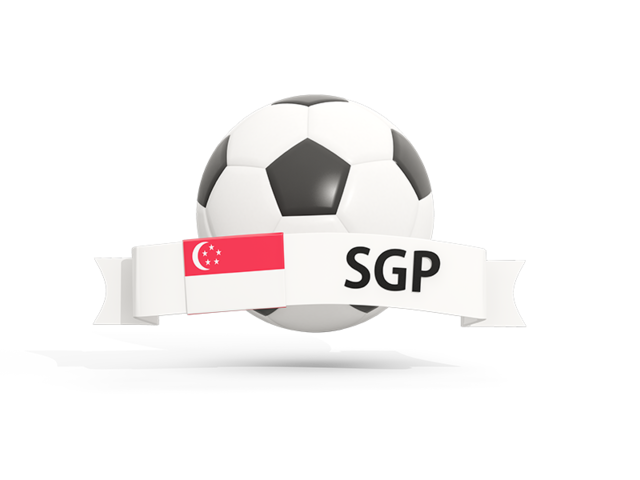 Football with banner. Download flag icon of Singapore at PNG format