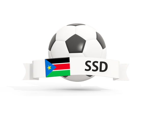 Футбольный мяч  с баннером. Скачать флаг. Южный Судан