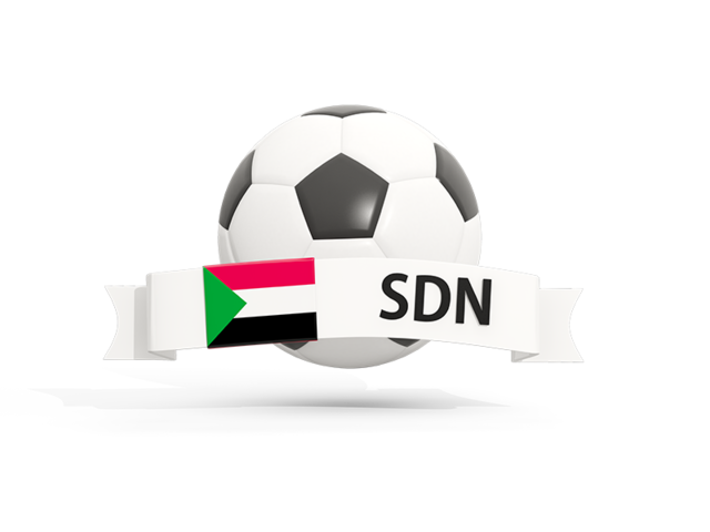 Football with banner. Download flag icon of Sudan at PNG format