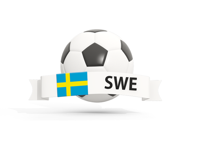 Футбольный мяч  с баннером. Скачать флаг. Швеция