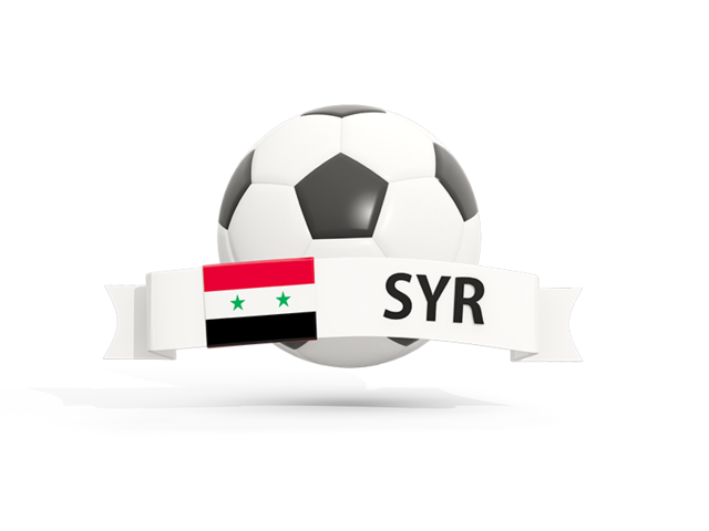 Футбольный мяч  с баннером. Скачать флаг. Сирия