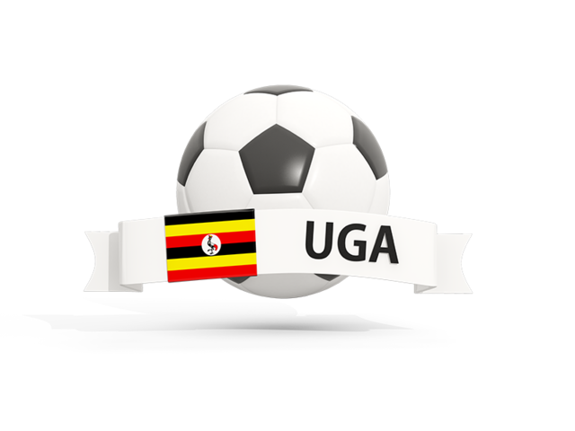 Футбольный мяч  с баннером. Скачать флаг. Уганда