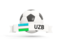 Uzbekistan. Football with banner. Download icon.