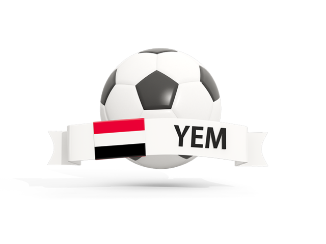 Football with banner. Download flag icon of Yemen at PNG format