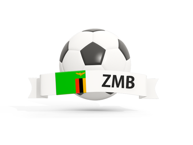 Футбольный мяч  с баннером. Скачать флаг. Замбия