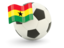 Ghana. Football with flag. Download icon.