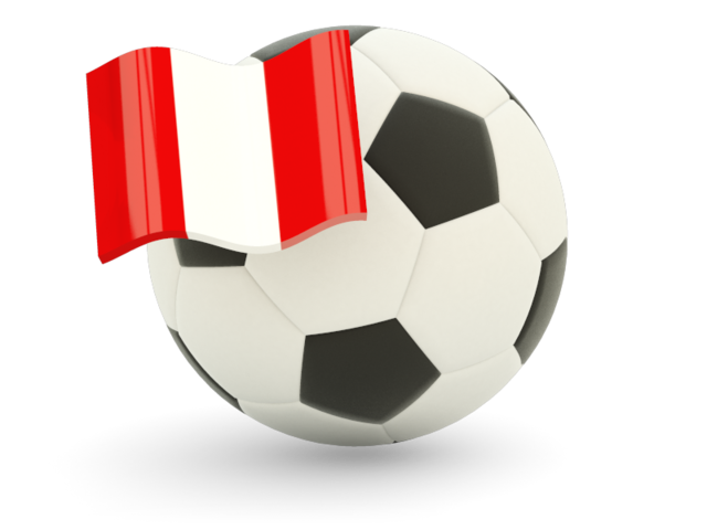 Football with flag. Illustration of flag of Peru