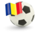 Romania. Football with flag. Download icon.