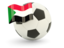 Sudan. Football with flag. Download icon.