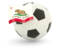 Flag of state of California. Football with flag. Download icon
