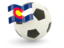 Flag of state of Colorado. Football with flag. Download icon