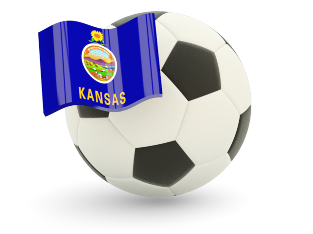 Football with flag. Download flag icon of Kansas