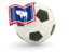Flag of state of Wyoming. Football with flag. Download icon