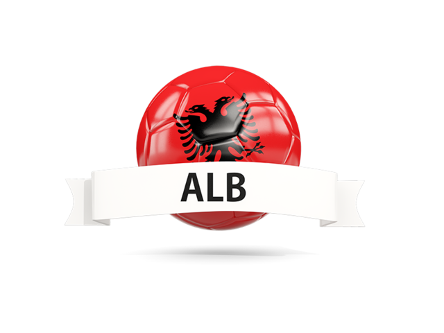 Football with flag and banner. Download flag icon of Albania at PNG format