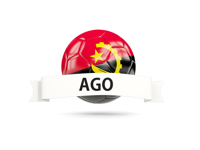 Football with flag and banner. Download flag icon of Angola at PNG format