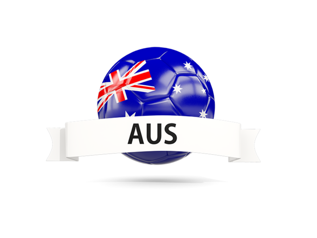 Футбольный мяч с флагом и банером. Скачать флаг. Австралийский Союз