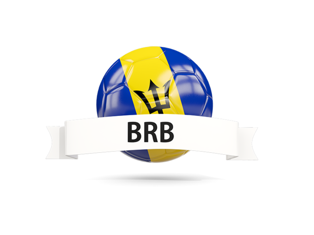 Football with flag and banner. Download flag icon of Barbados at PNG format