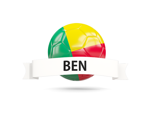 Football with flag and banner. Download flag icon of Benin at PNG format