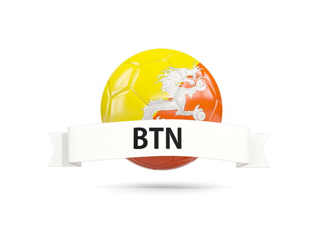 Football with flag and banner. Download flag icon of Bhutan at PNG format