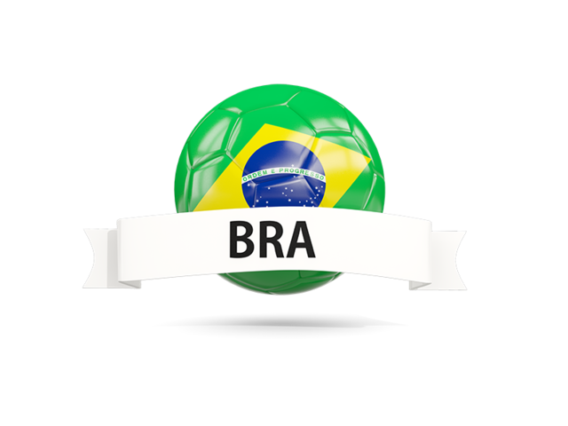 Football with flag and banner. Download flag icon of Brazil at PNG format