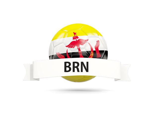 Football with flag and banner. Download flag icon of Brunei at PNG format