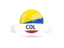 Colombia. Football with flag and banner. Download icon.