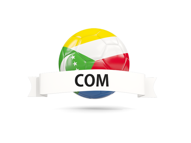 Football with flag and banner. Download flag icon of Comoros at PNG format