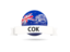 Cook Islands. Football with flag and banner. Download icon.