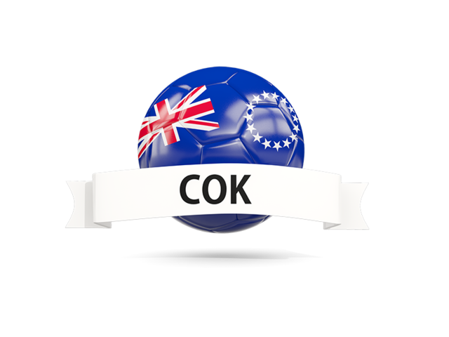 Football with flag and banner. Download flag icon of Cook Islands at PNG format