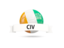 Cote d'Ivoire. Football with flag and banner. Download icon.