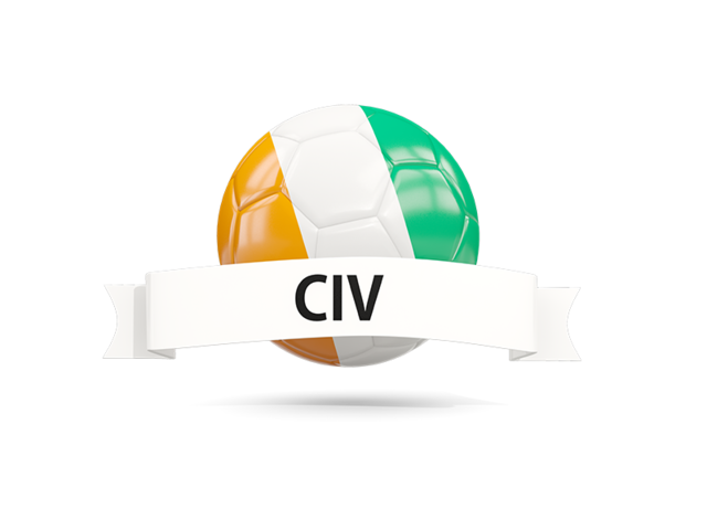 Football with flag and banner. Download flag icon of Cote d'Ivoire at PNG format