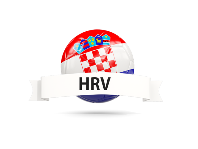 Football with flag and banner. Download flag icon of Croatia at PNG format