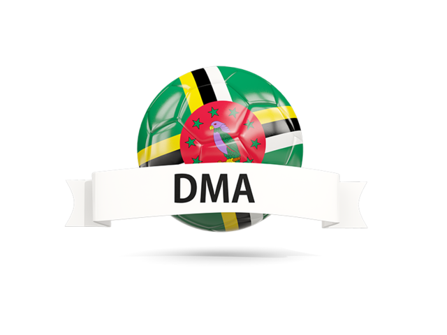 Football with flag and banner. Download flag icon of Dominica at PNG format