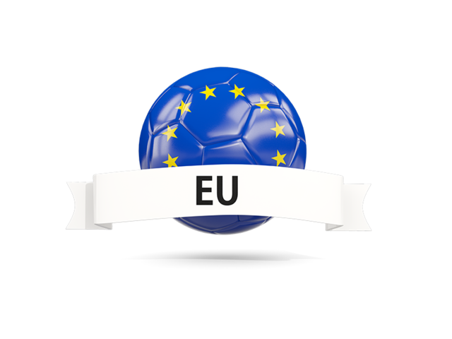Football with flag and banner. Download flag icon of European Union at PNG format