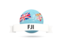 Fiji. Football with flag and banner. Download icon.